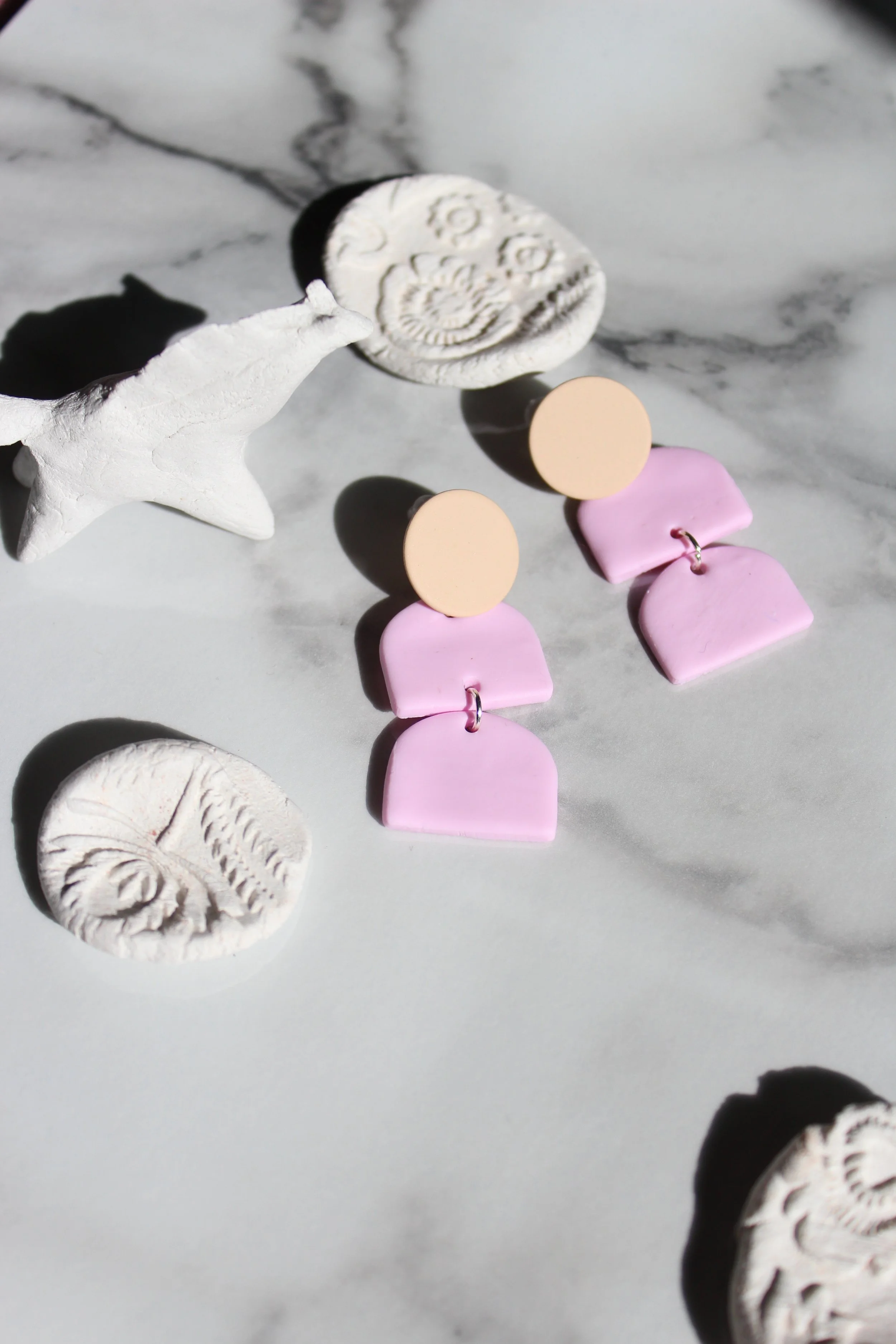 Pink Steps Clay Earrings