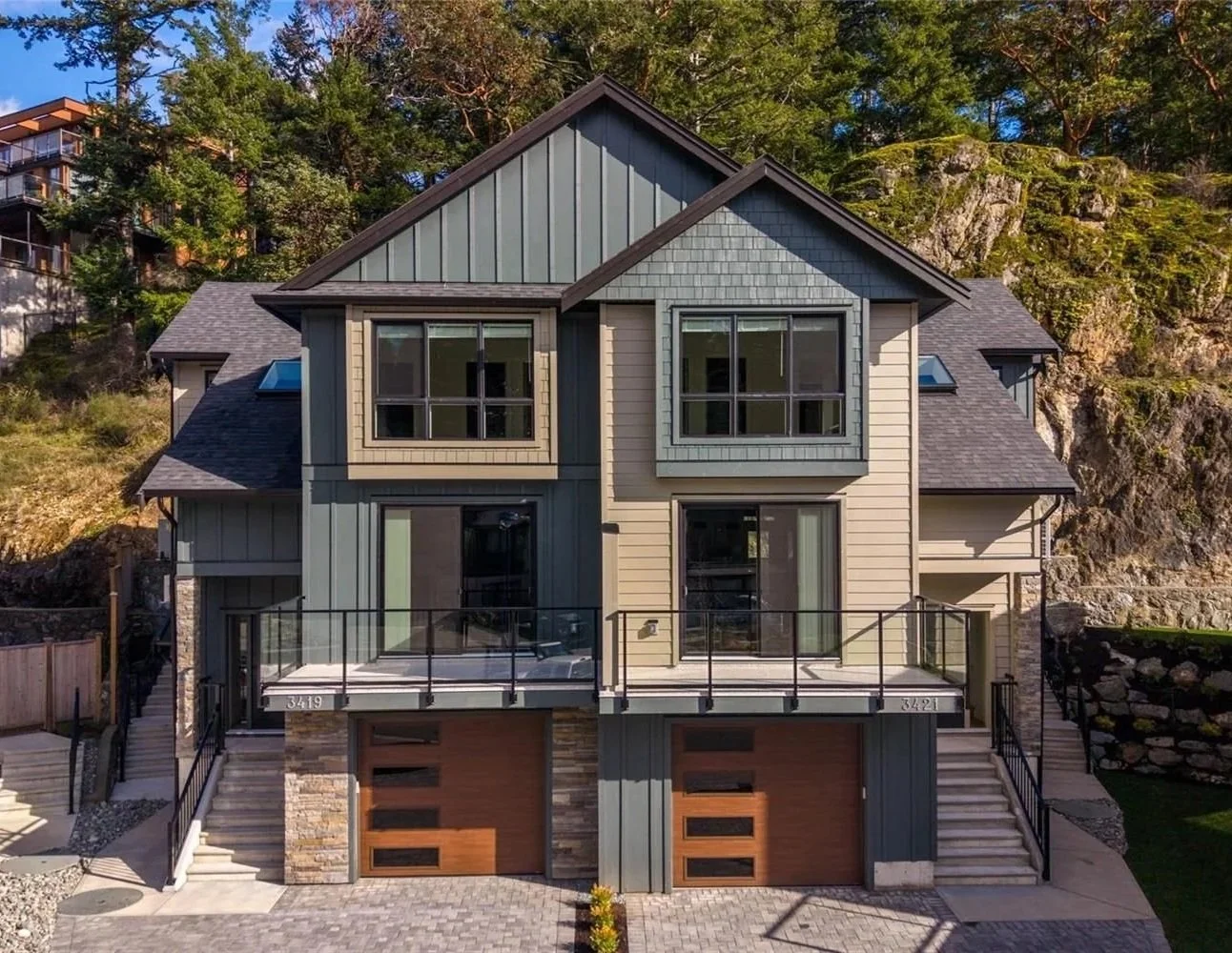 Exterior of contemporary duplex.