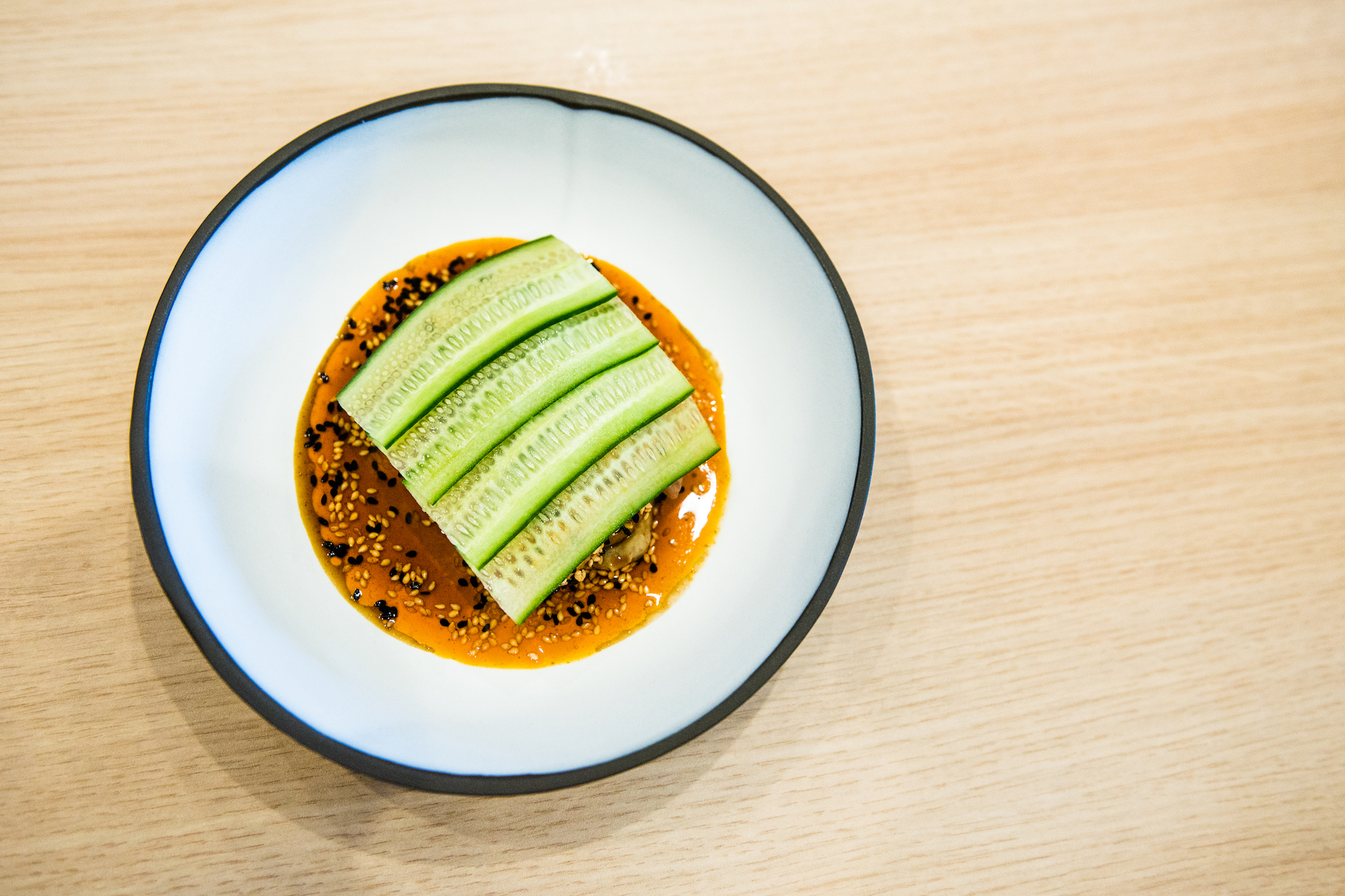 Saliva chicken with black vinegar, sesame, and cucumber