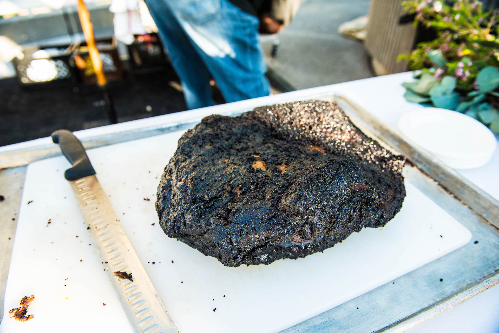Kevin's famous brisket waiting to be served.