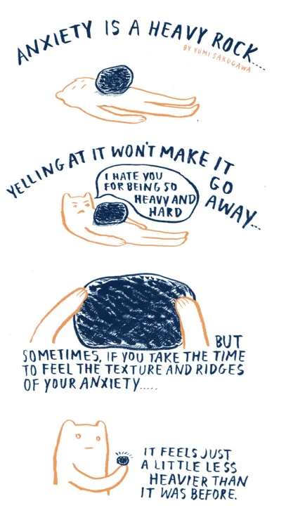 An illustrated meditation guide. Source: Yumi Sakugawa .