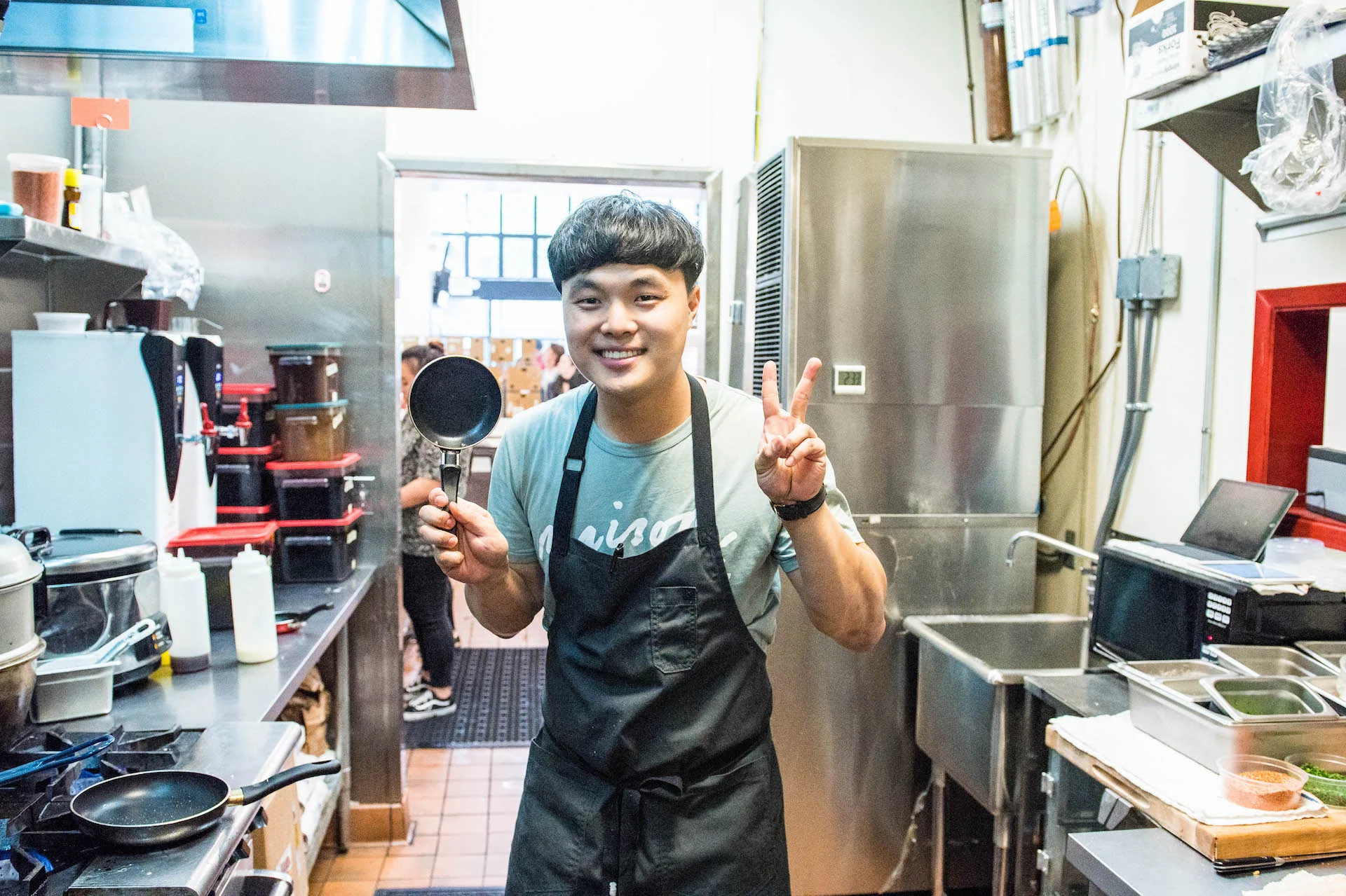 Deuki Hong says, "The world’s smallest pan is my main arsenal."