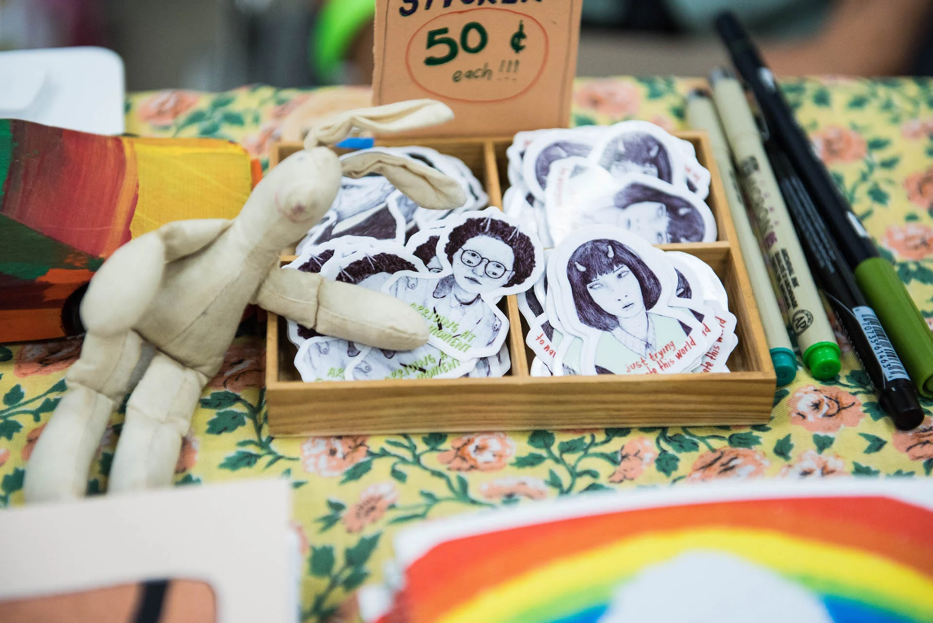 When tabling at a zine fest, Tony brings more than just zines — h e has stickers!