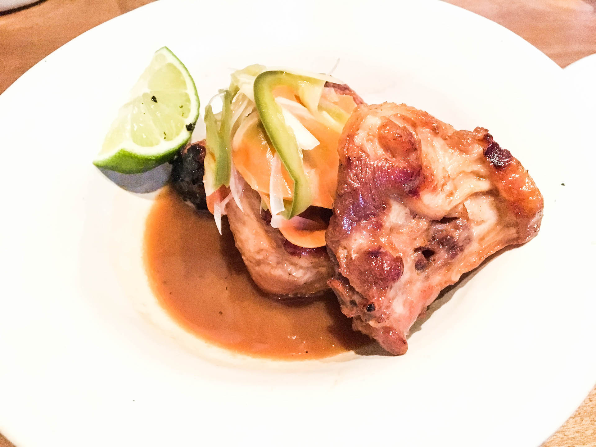 David Lee's favorite dish on the menu, the adobo turkey tail. 