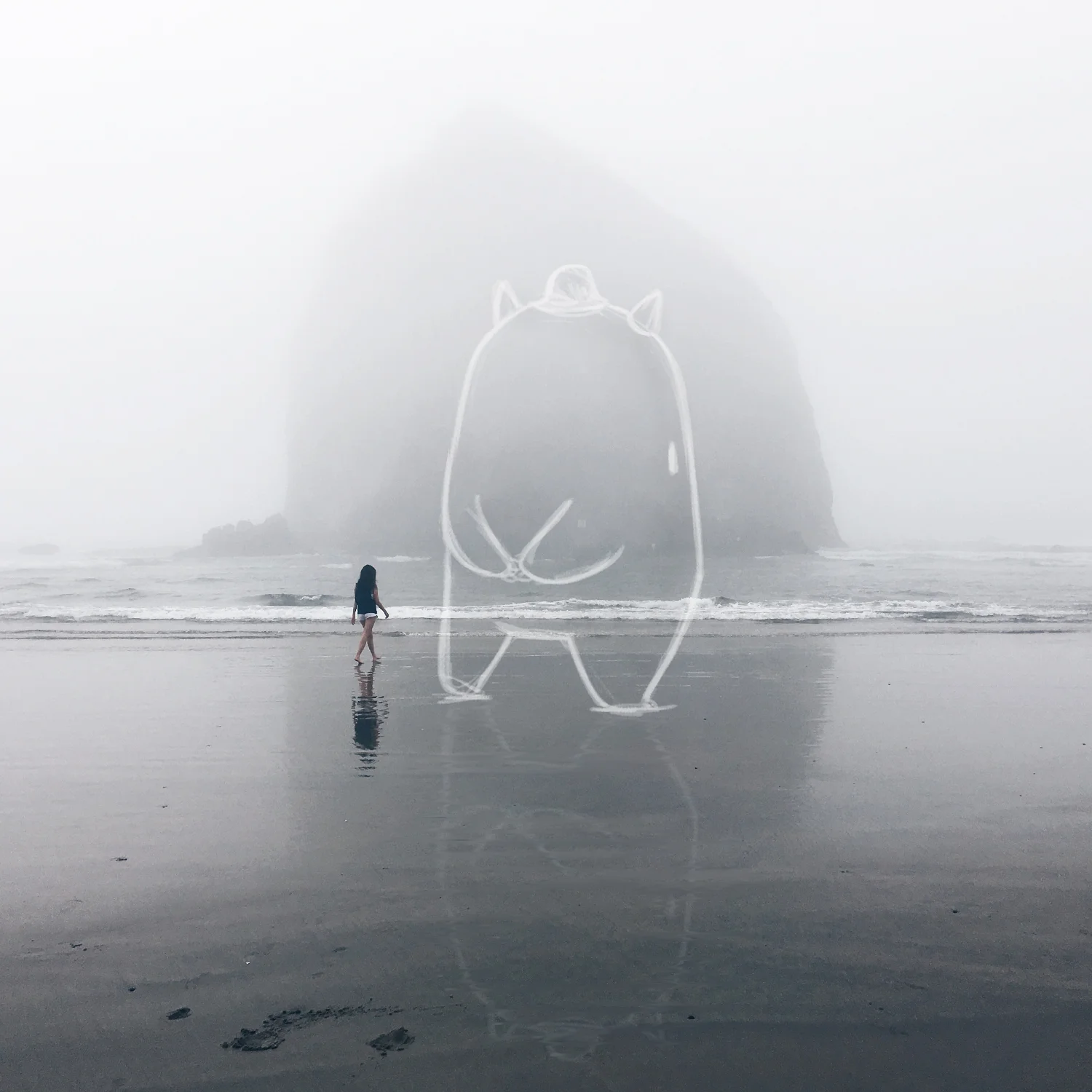 Mimi also draws on photographs. This one is titled Generosity. Courtesy of Mimi Chao.