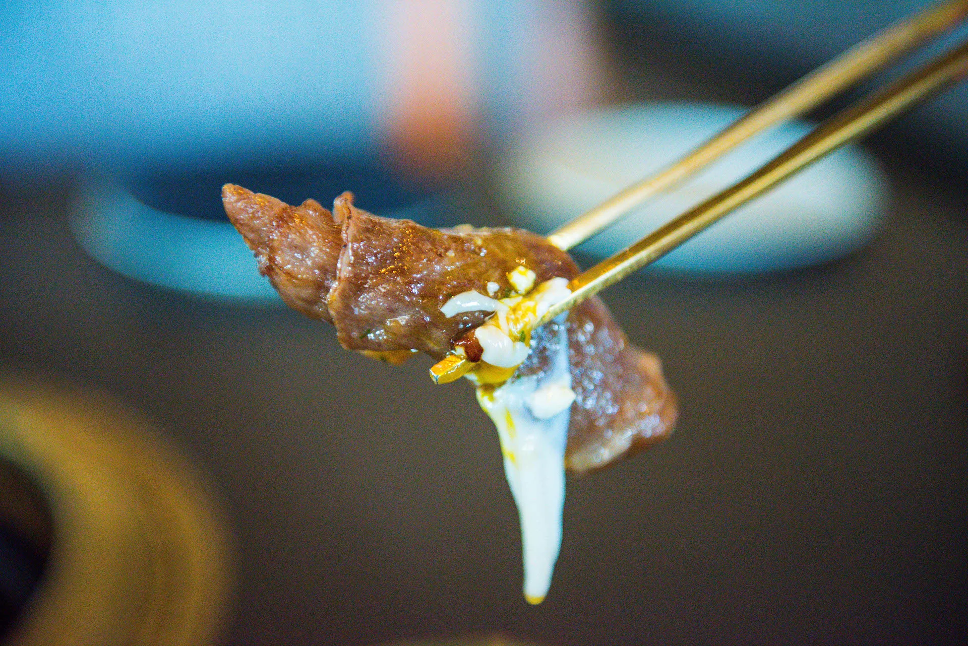 Quality Grade 5 Wagyu with egg.