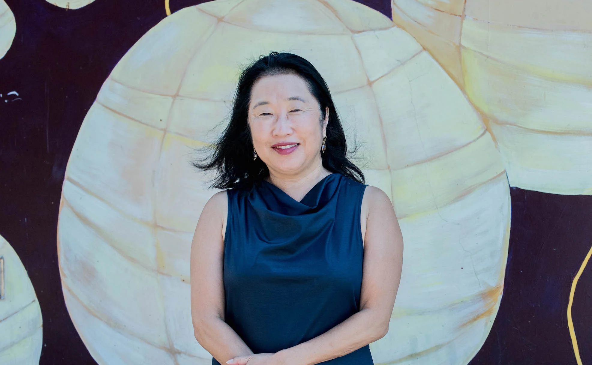 Documentarian Renee Tajima-Peña outside of Visual Communications.