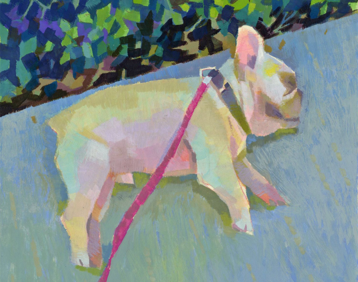 An example of Peter's plein air style, featuring his dog Henry.