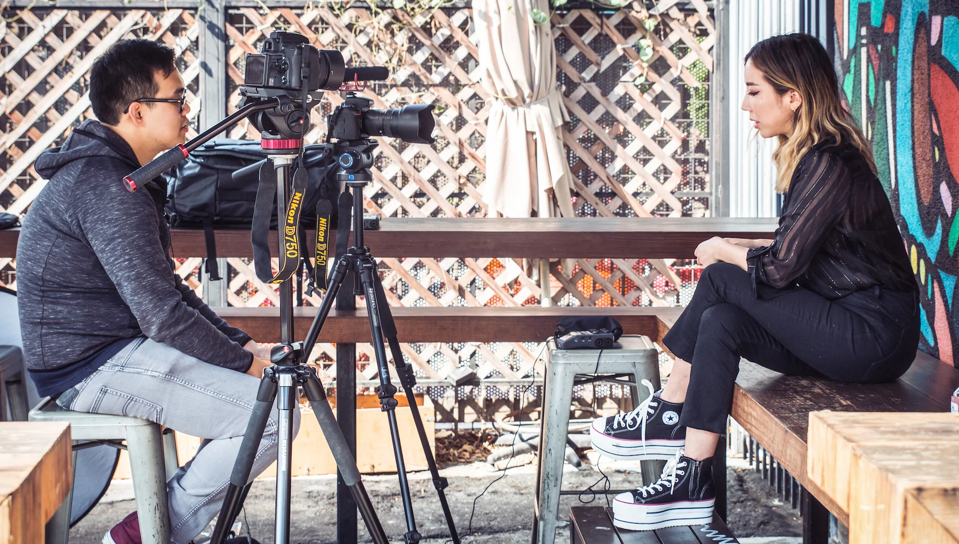 During the interview with TOKiMONSTA . Photographed on the left is GRM CEO George Ko.
