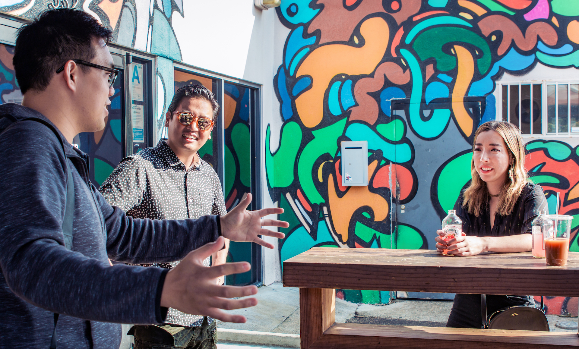 After the interview with TOKiMONSTA. In the middle is Jimmy Han, the co-founder and co-owner of Beer Belly.
