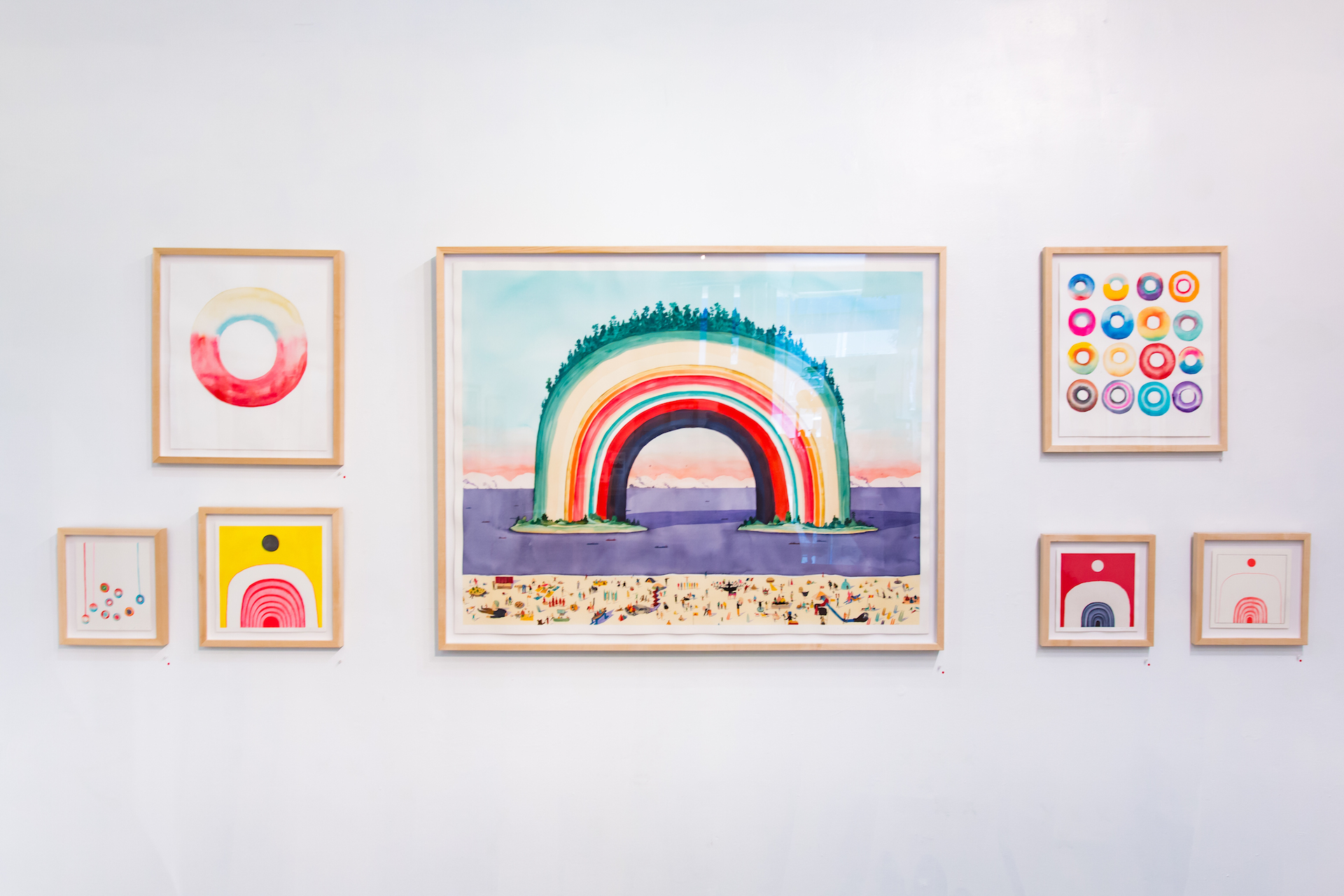 A collection of works at the show and those donuts, or irises, Rob mentions.