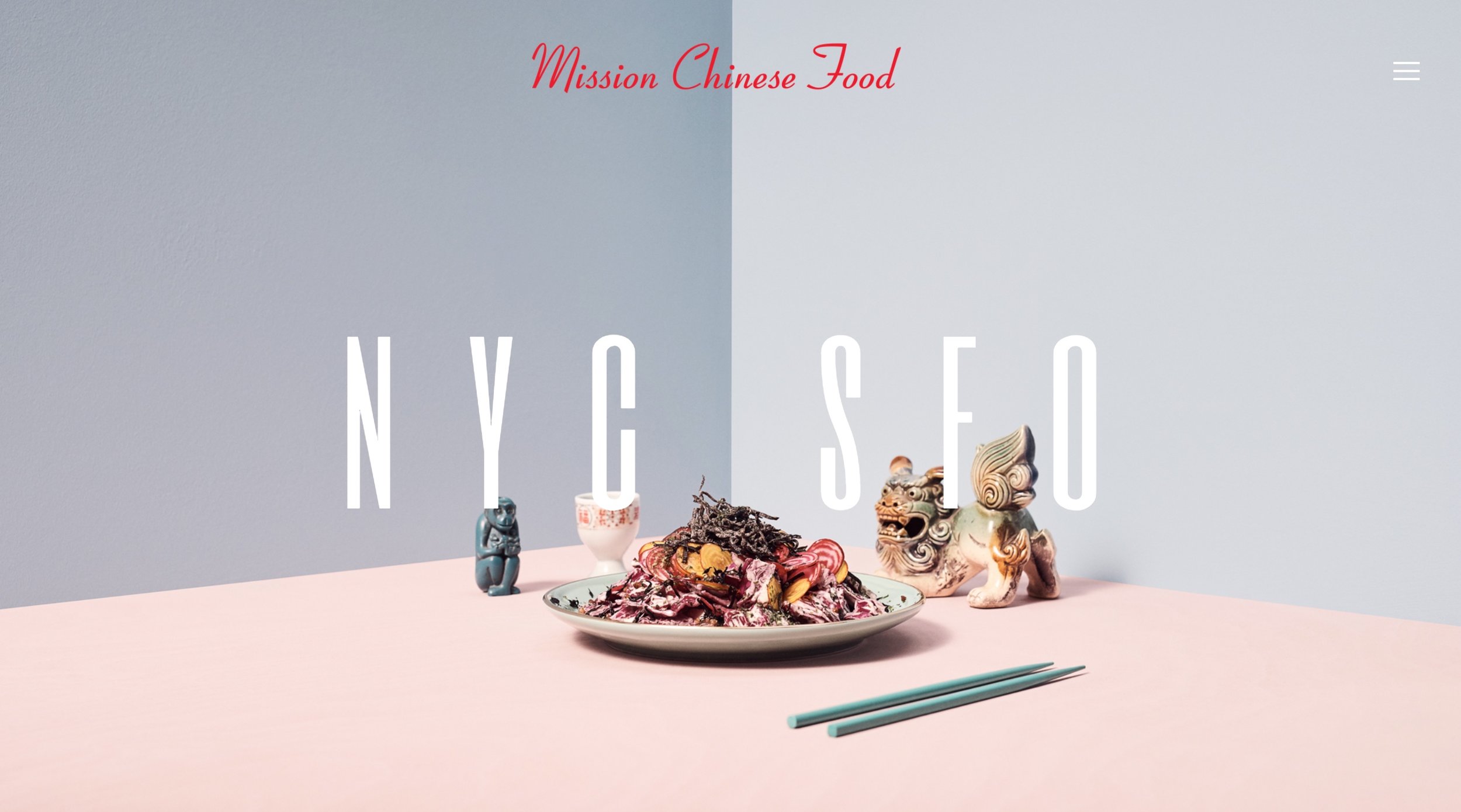 Mission Chinese Food's custom website was designed to be part of Squarespace's ad campaign.