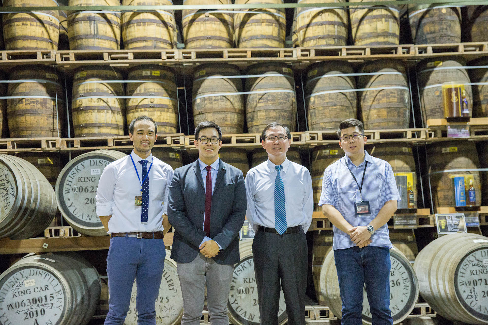 That classic Asian press photo, featuring Ian Chang (right), Kavalan CEO Albert Lee (second to right), GRM CEO George Ko (second to left), and Product Manager of Kobot Ted Ko (left).