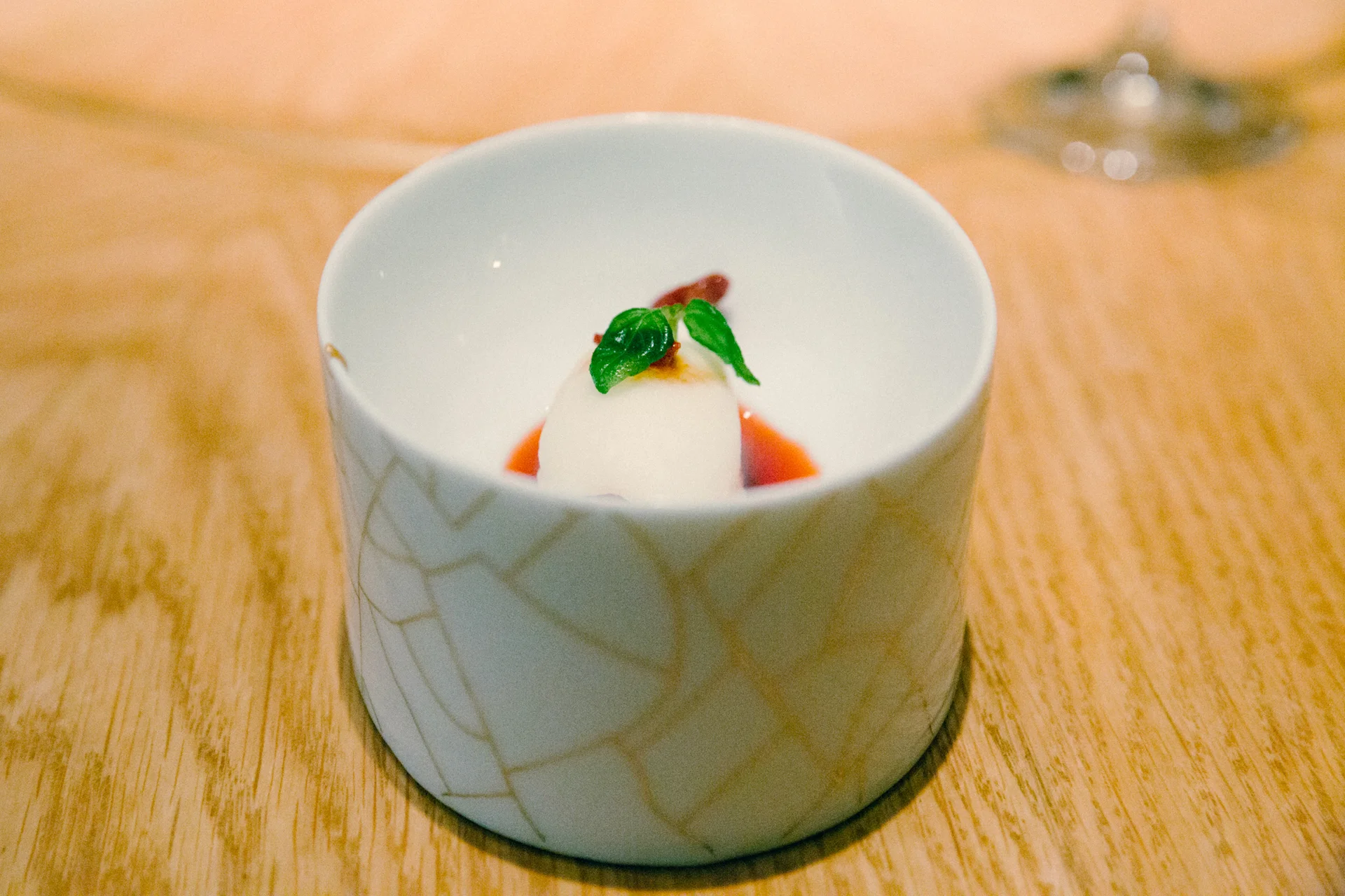 Fermented Rice Sorbet with Goji Berry Vinegar