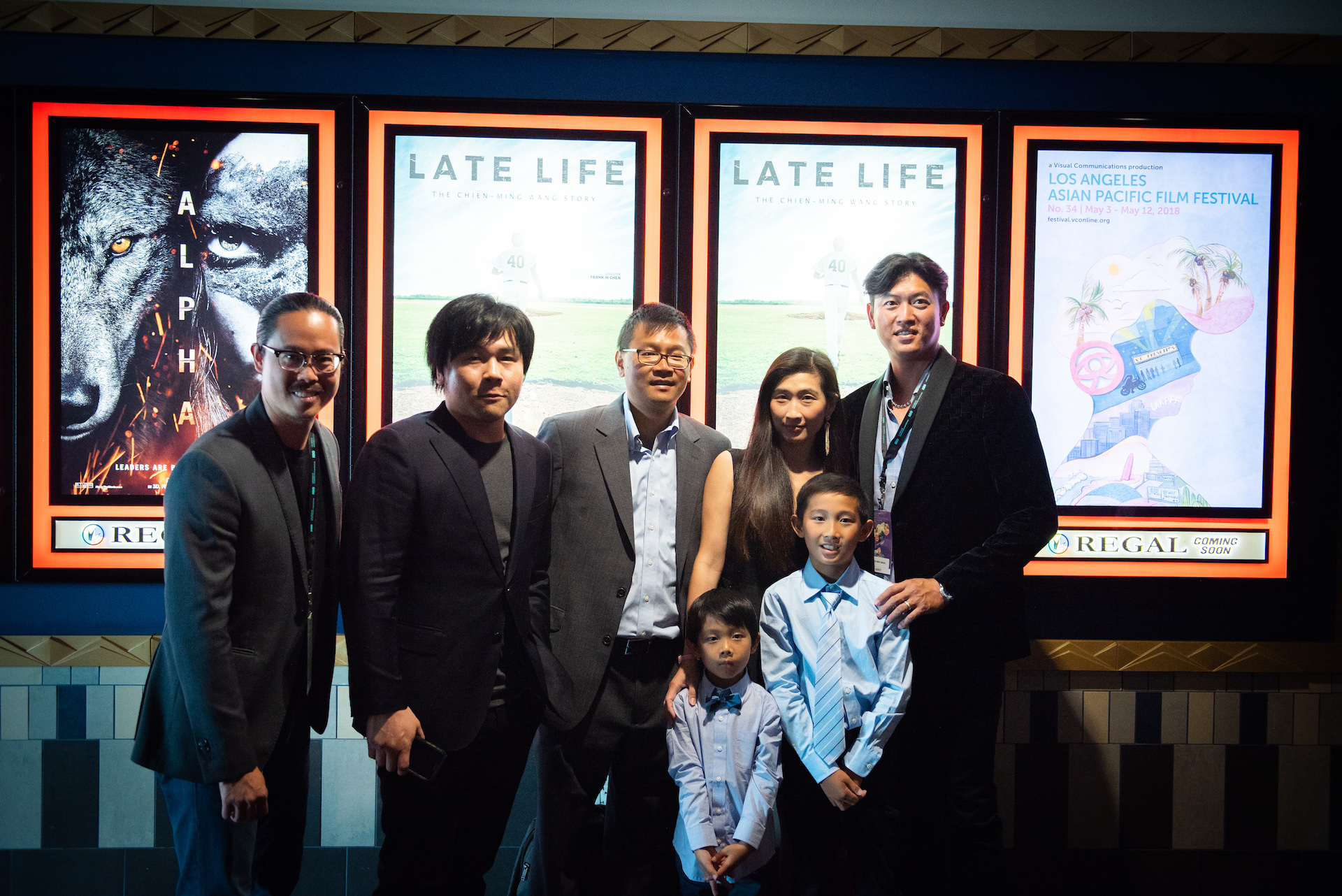 Cinematographer Hai-Tao Wu (left) with Frank W. Chen, and Alan Chang, and Chien-Ming and his family.