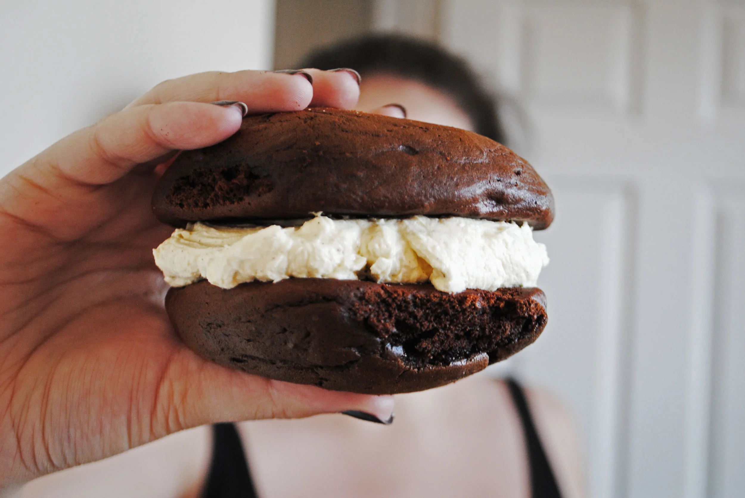 ESPRESSO WHOOPIE PIES WITH WHITE CHOCOLATE BUTTERCREAM
