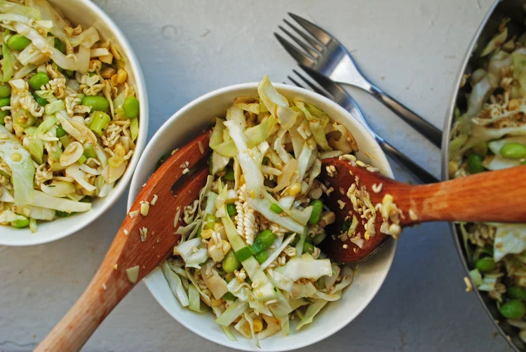 CRUNCHY NOODLE SLAW + HONEY VINAIGRETTE