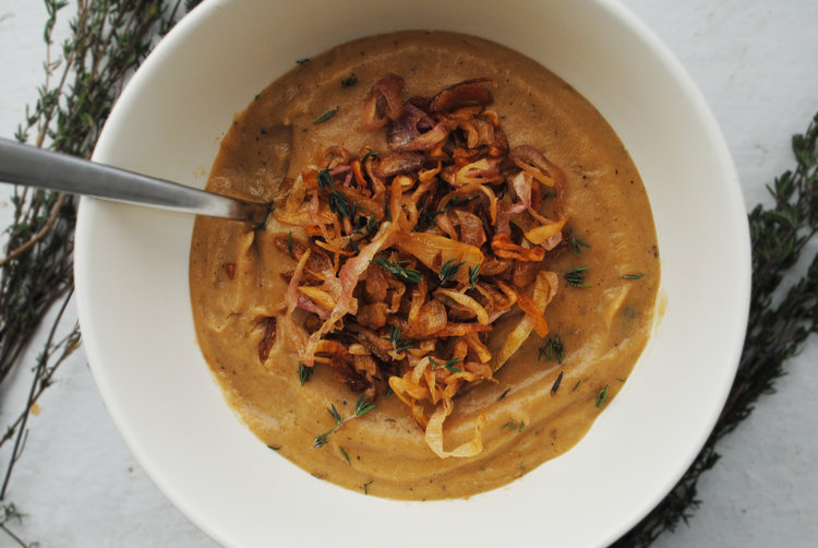 Roasted Sunchoke Soup with Caramelized Shallots