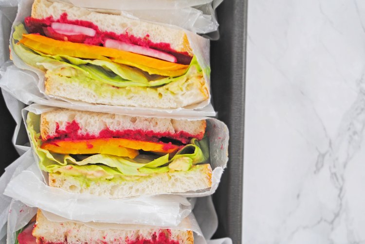 Vegan Rainbow Veggie Sandwich