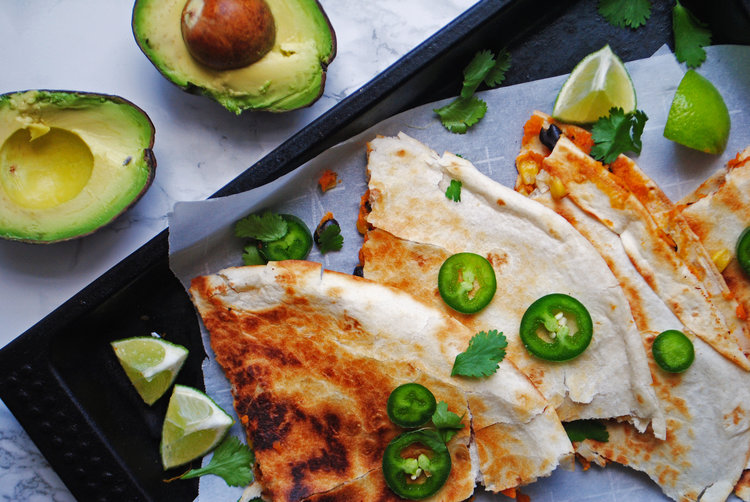 Vegan Black Bean Sweet Potato Quesadillas