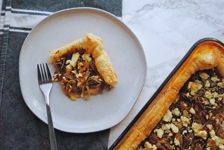 Caramelized Onion + Feta Puff Pastry Tart