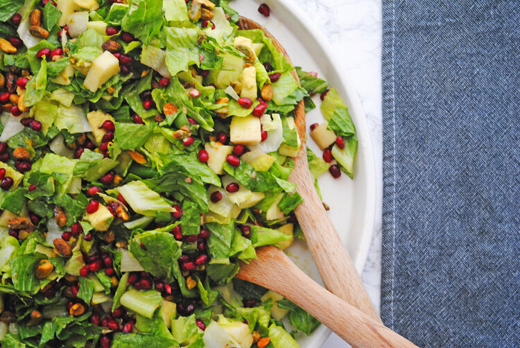 Fall Salad with Apple, Pomegranate + Pistachios