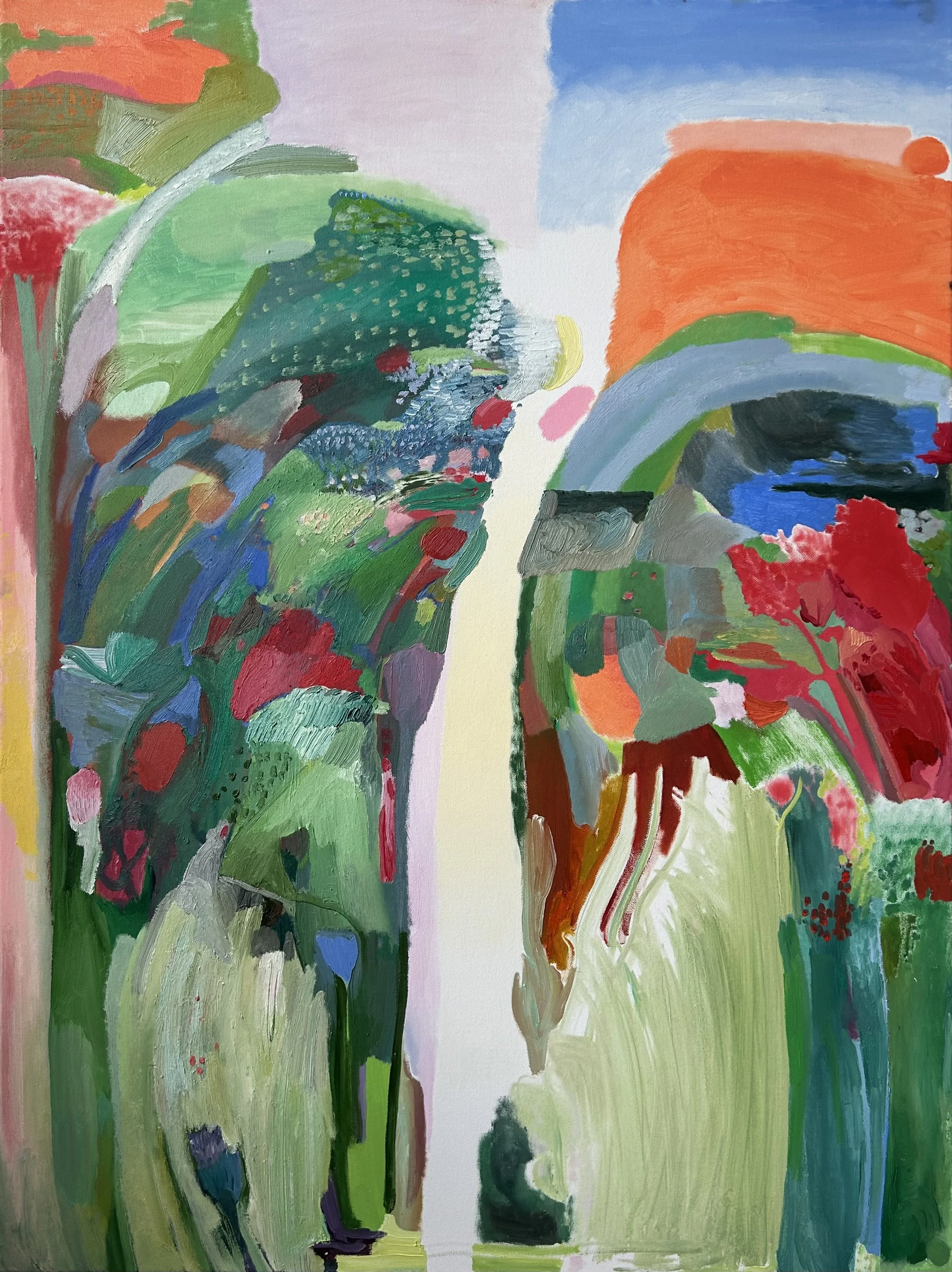 Figures Sitting with Red Hydrangeas 