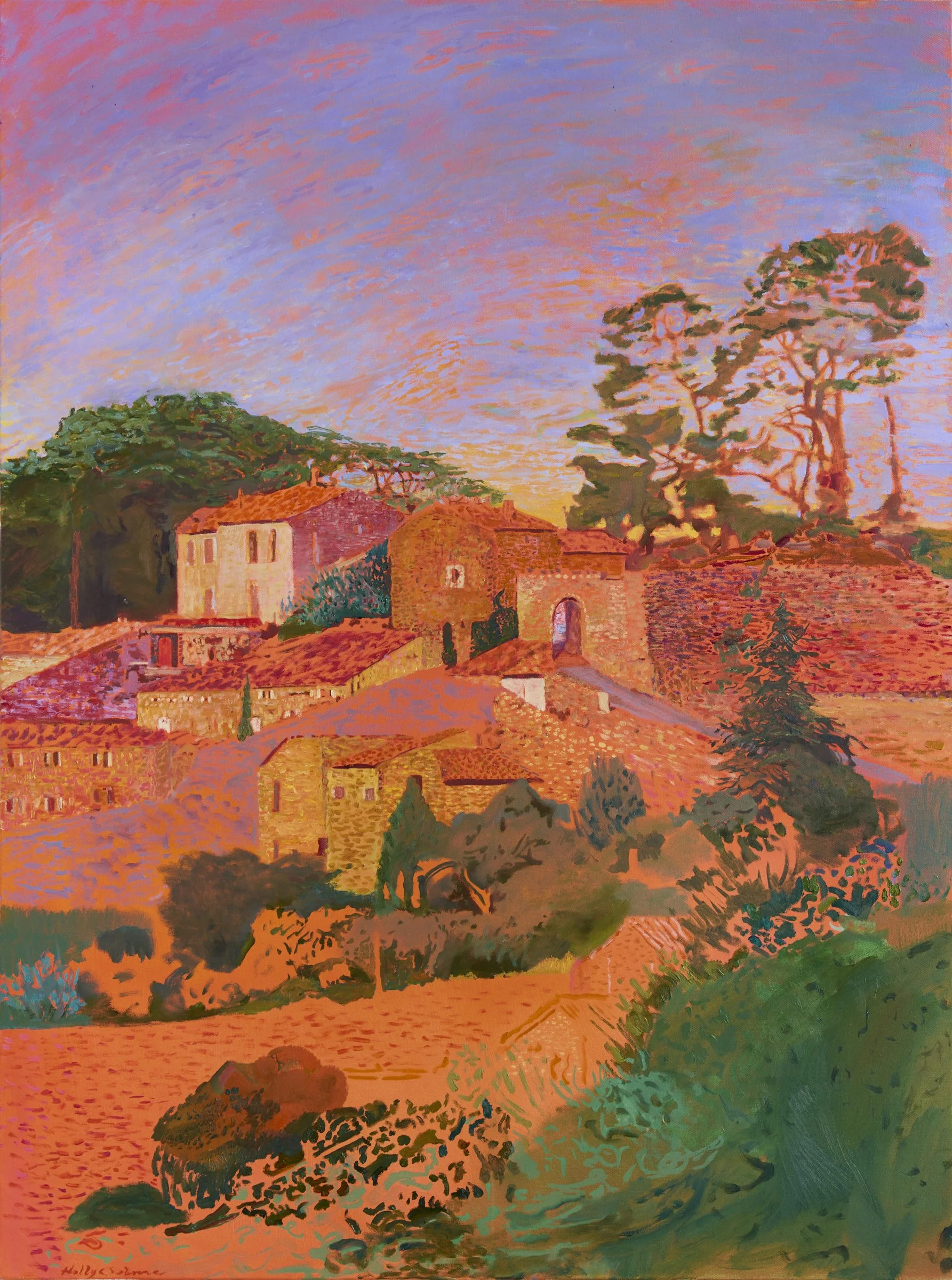 Italian Landscape on Orange