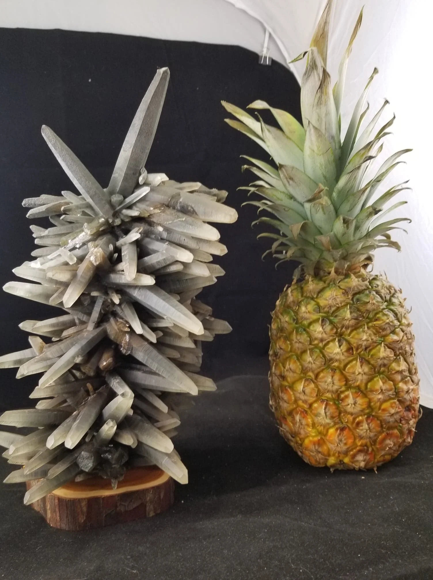 A scale comparison of one of the crystal clusters photo submitted