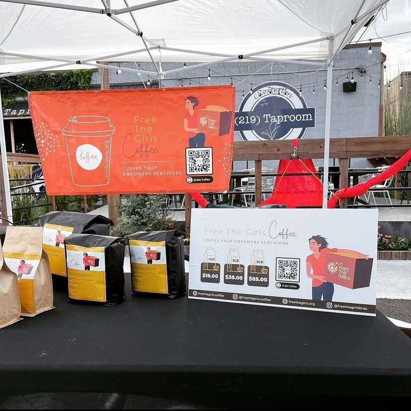 Our codirector Greg Arthur and @freethegirls.coffee had an amazing weekend with our Launch Party hosted at @219taproom in Chesterton, IN. It was so exciting getting the opportunity to use this new venture, something as simple as morning coffee, as an