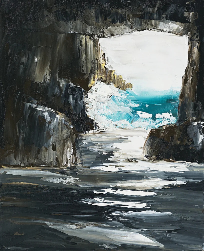 THE SURFERS ENTRANCE Remarkable Cave, Tasmania Oil on canvas, 2015 Original painting SOLD, prints available