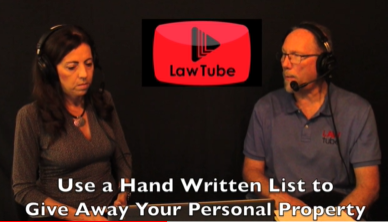 Using a hand-written list to dispose of your personal property when you pass away
