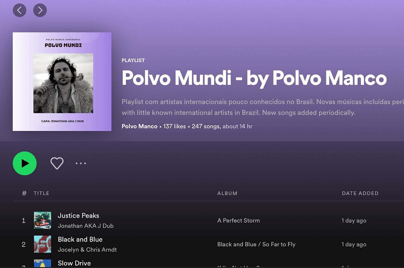 Shout out to Polvo Manco in Brazil for making me the cover of his playlist!
#gocheckitout 

#brazilmusic #musicpromo #selfproduced #independantartist