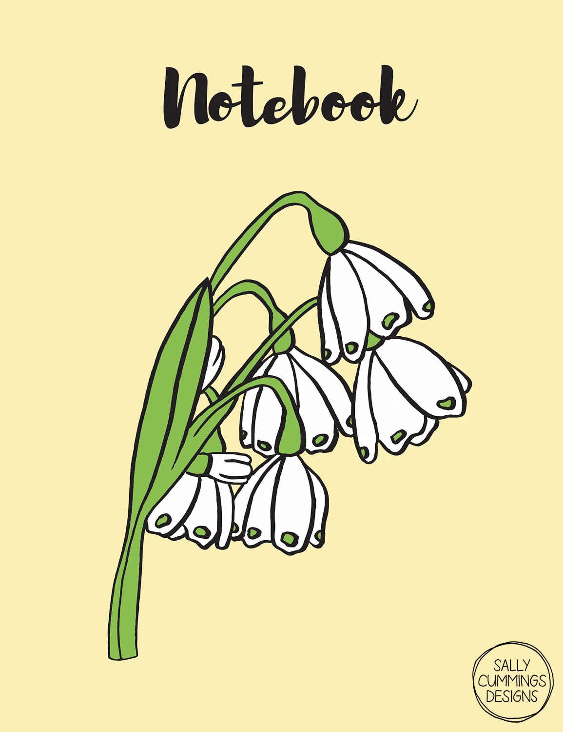 Sally Cummings Designs - Snowdrops Notebook Cover