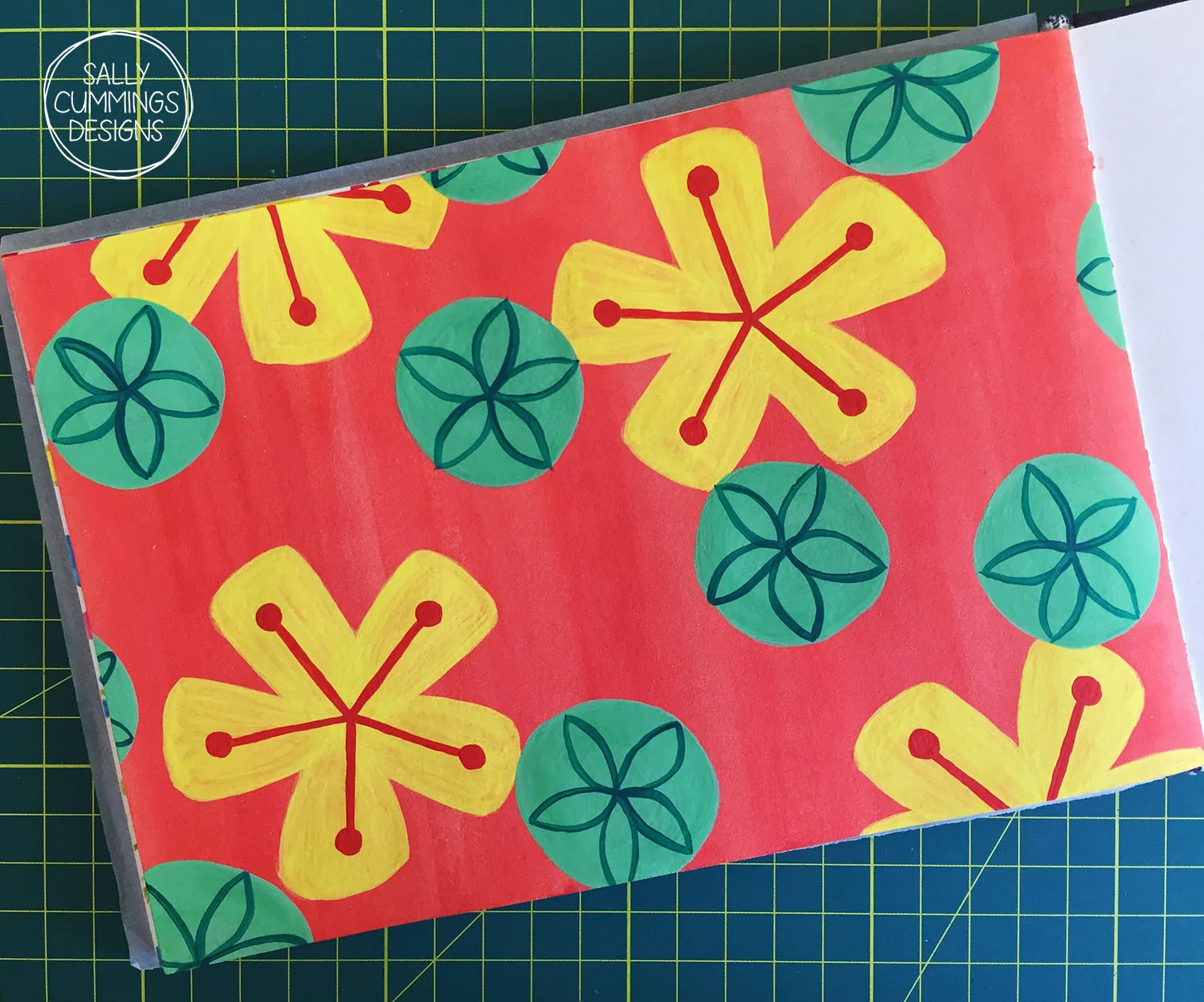 Tropical flowers pattern, painted in gouache
