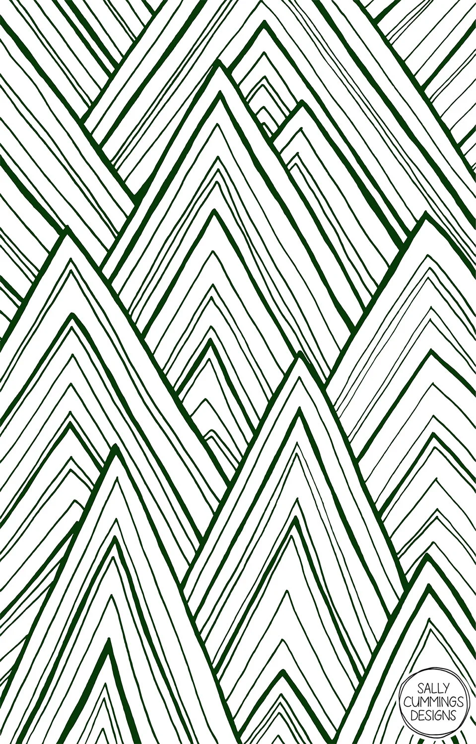 Sally Cummings Designs - Stripe Mountains (Dark Green)
