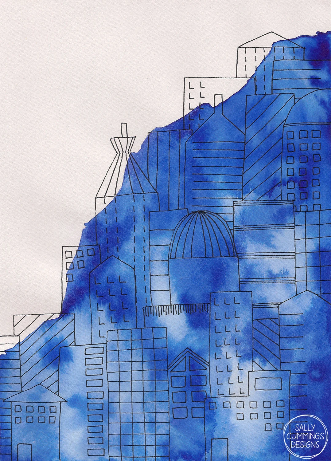 Sally Cummings Designs - Blue Town Triptych (Part 3)