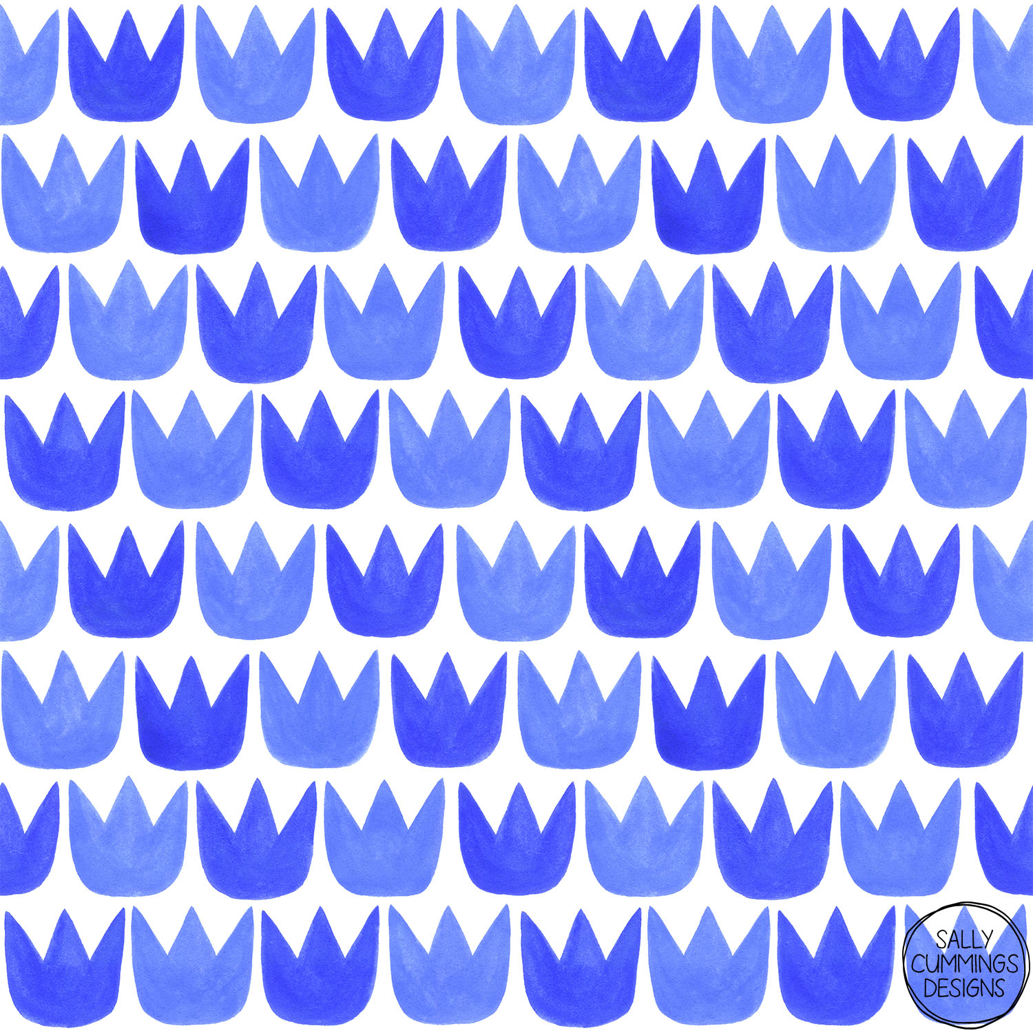 Sally Cummings Designs - Tiptoe Tulips Blue Pattern