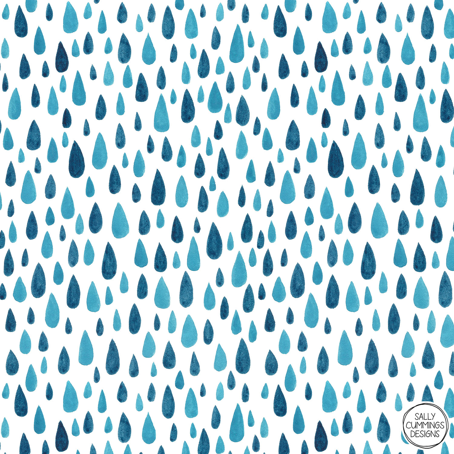 Sally Cummings Designs - Blue Raindrops Pattern