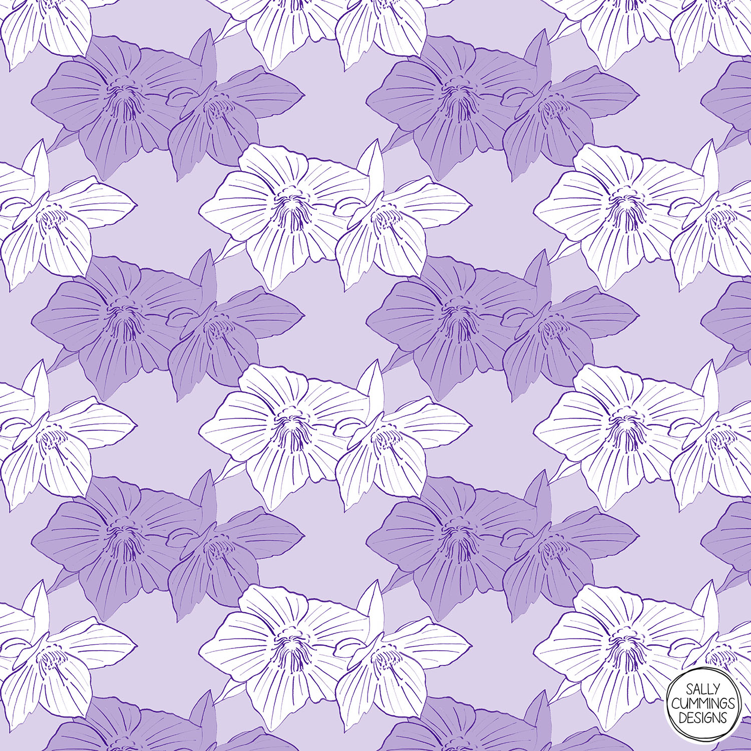Sally Cummings Designs - Purple Hellebores Pattern