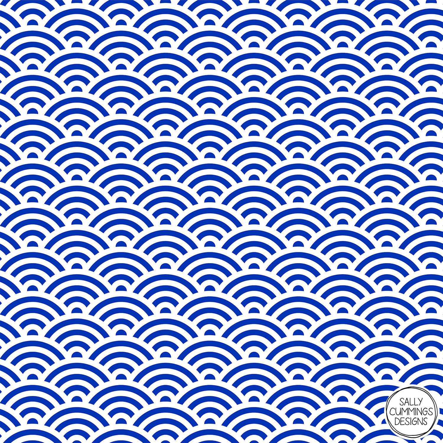 Sally Cummings Designs - Dark Blue Seigaiha Wave Crest Pattern