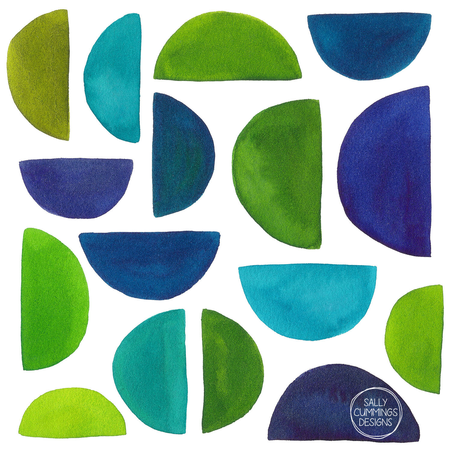 Sally Cummings Designs - Blue Green Semi Circles