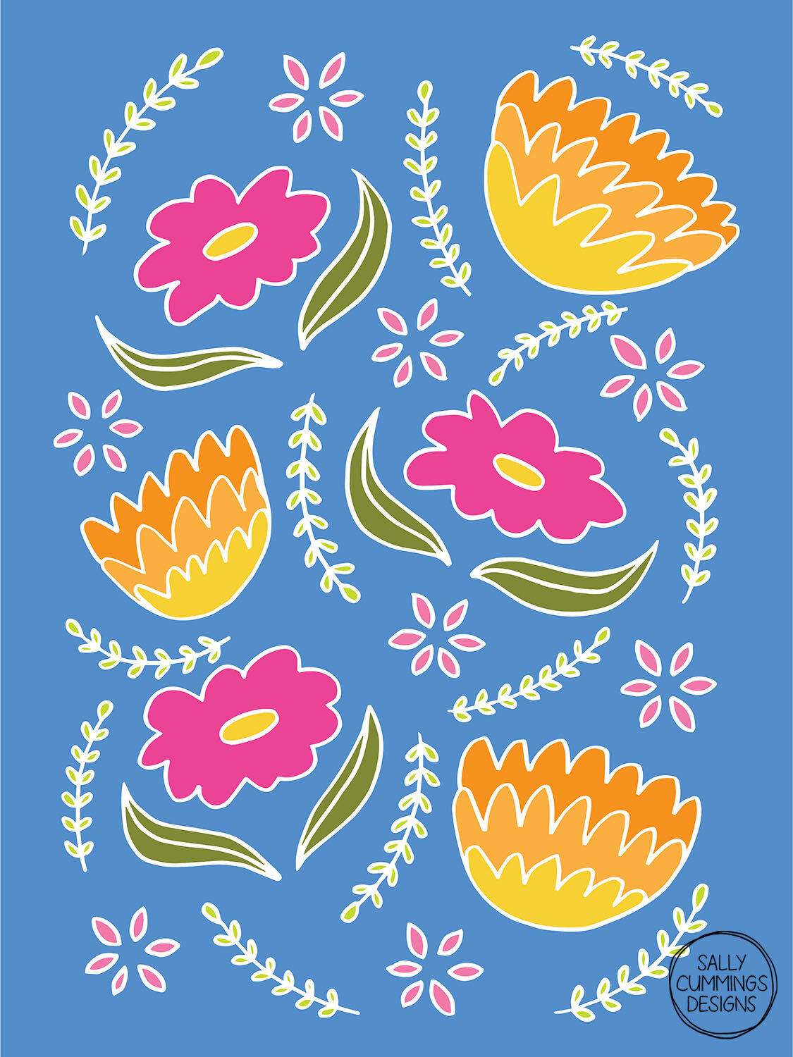 Sally Cummings Designs - May Flowers Blue
