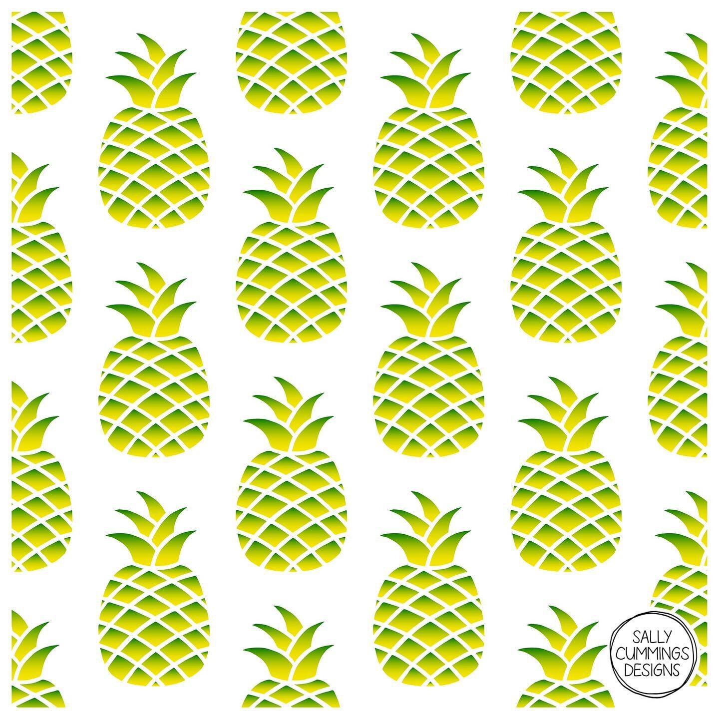 This fresh pineapple pattern always makes me smile 😊 Digitally coloured from a hand drawn sketch. Now available in my Society6 and Redbubble stores 🍍

#sallycummingsdesigns #society6 #redbubble #patterndesign #textiledesign #surfacedesign