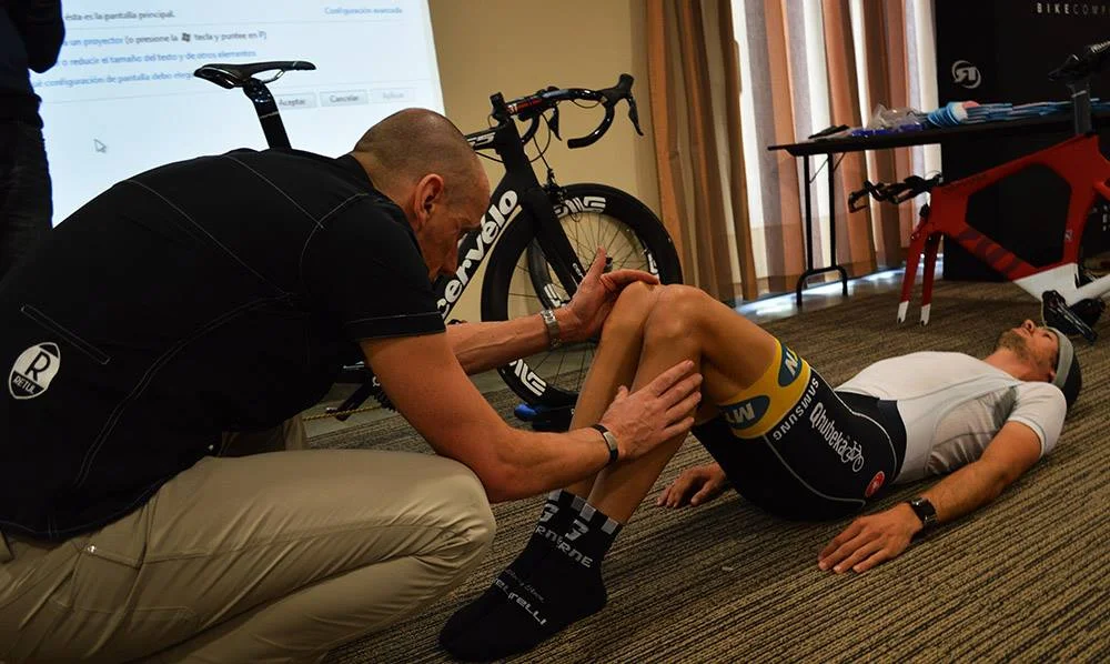 John, lead physiotherapist, working with MTN Qhubeka