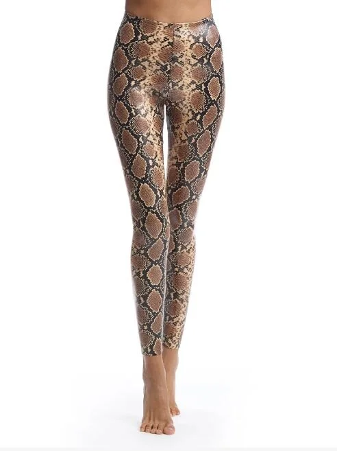faux leather snakeskin pants