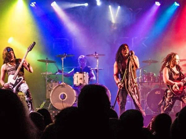 rock band in performance on stage