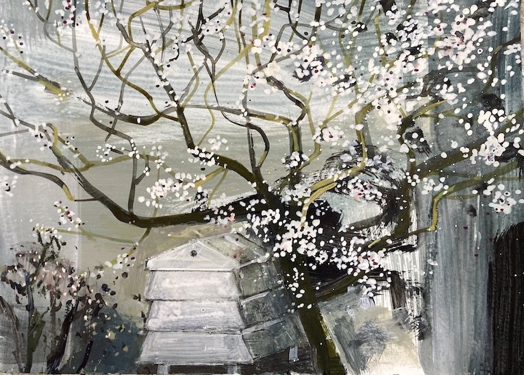 *SOLD BEEHIVE AND BLACKTHORN BLOSSOM 21 X 29.5 CMS copy.jpg