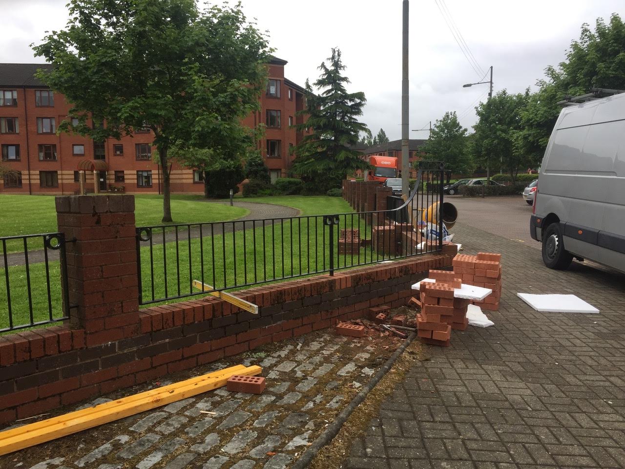  Brick work and fence repair after vehicle collision, Springburn 