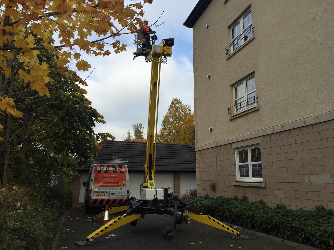 Cherry picker gutter clean, Peebles